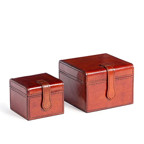 Park Hill Collection Leather Valet Storage Boxes, Set of 2