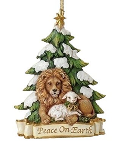 Roman 5.25" Lion and Lamb Ornament Peace On Earth