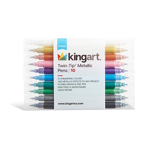 KINGART¬¨¬®‚àö√ú Studio Twin-Tip‚Äö√Ñ√∂‚àö√´¬¨¬¢ Metallic Pens, Set of 10 Unique Vivid Colors