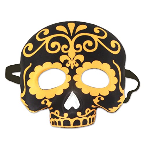 Beistle Black And Yellow Day Of The Dead Half Mask