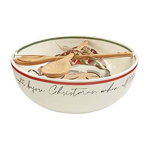 Mud Pie Christmas Santa Serving Bowl Set, Multicolor, 4.5" x 12" Diameter, Stoneware