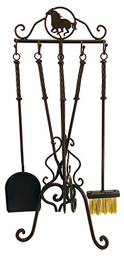 De Leon Collections 4 - Pc. DeLeon Collections Horse Design Metal Fireplace Tool Kit