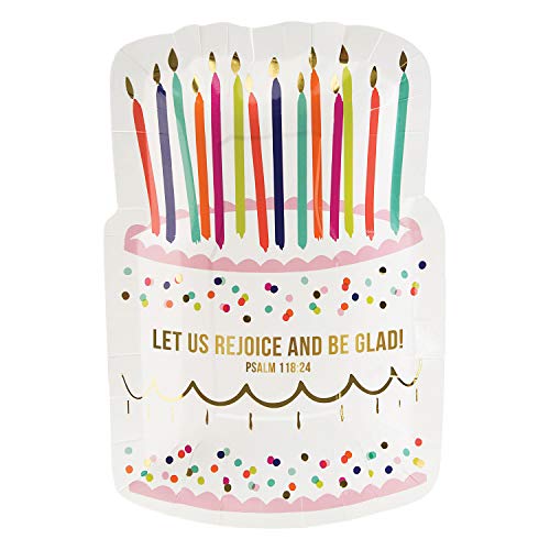 Creative Brands Faithworks - Slant Collections Shaped Paper Plate, 8-Count, Birthday Cake