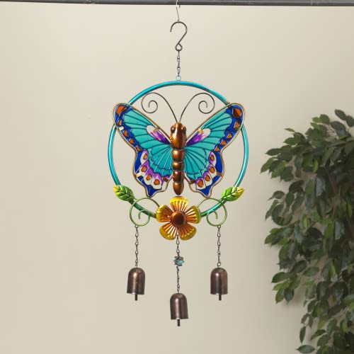 Gerson International Butterfly Wind Chime, 21 Inch Height, Metal and Glass