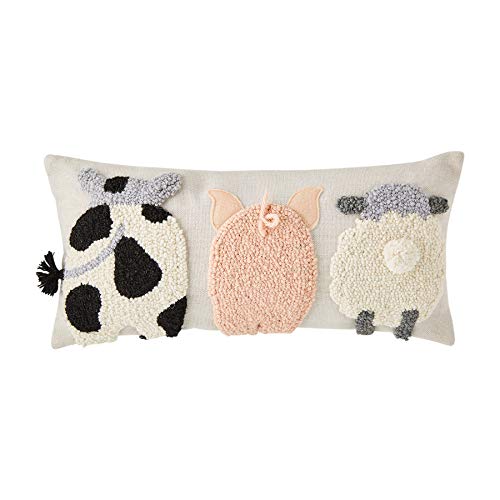 Mud Pie Hooked Farm Animal Throw Pillow,18 Inches diameter