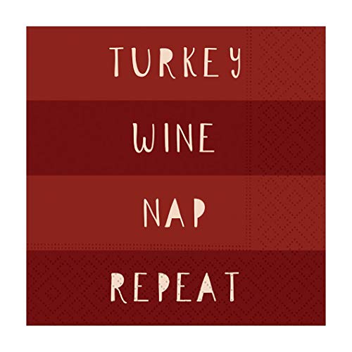 Design Design 624-10180 Thanksgiving Cocktail Napkins (Turkey Wine Nap Repeat)