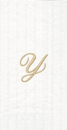 Boston International Ideal Home Range 16-Count 3-Ply Paper Guest Towel Napkins, Stripes Again Y Monogram