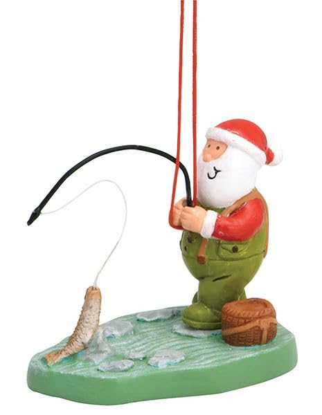 Cape Shore Christmas Resin Ornament, Santa Fly Fishing, Holiday Tree Decoration, Home Collection