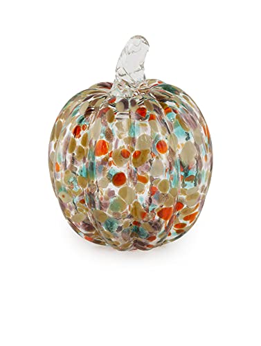 Boston International Decorative Tabletop Glass Pumpkin, 3 x 4-Inches, Confetti