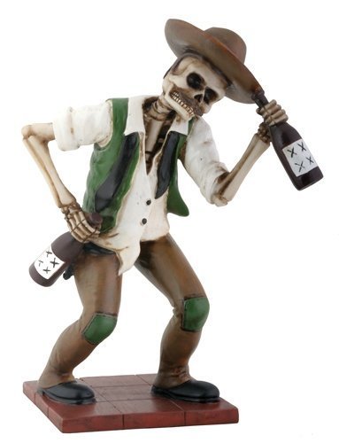 Pacific Trading YTC El Borracho Green Skeleton Holding Liqour Bottle