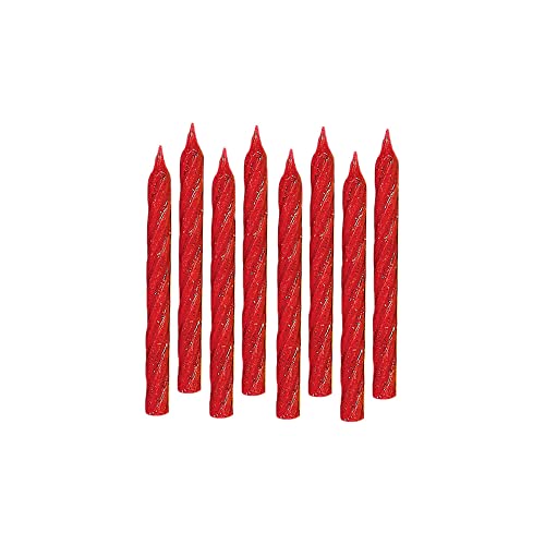 Amscan Glitter Spiral Candles, 3 1/4", Red