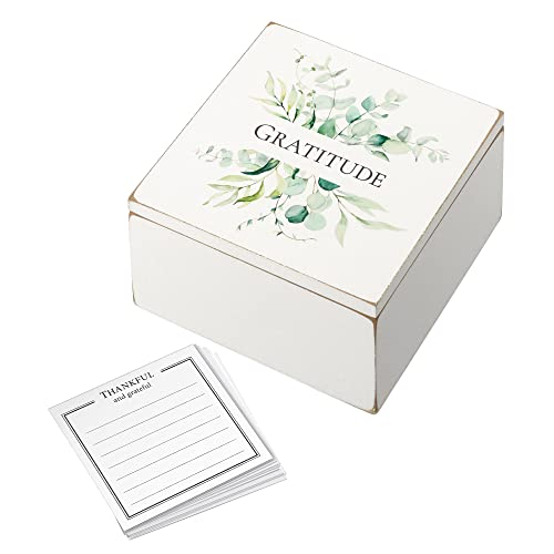 Blue Sky Clayworks Lillian Rose Rustic Botanical Gratitude Box with 30 Note Cards, One Size, white, multi