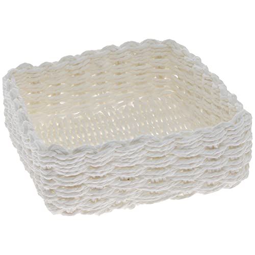 Boston International Ideal Home Range Woven Basket Napkin Holder Caddy, Lunch Size, White