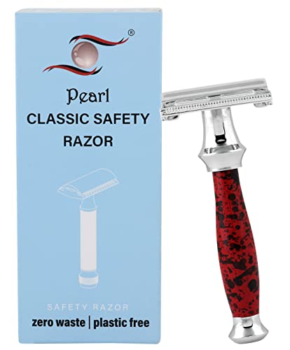 Pearl Shaving Butterfly Safety Razor for Men - Reusable Ecofriendly Twist to open shaving Razor for Men | Premium Single Blade Razor for Men Razor | Classic & Traditional Shaving Kit for Men |Men&