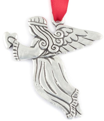 Basic Spirit Angel with Heart Global Giving 2-1/2-Inch Pewter Ornament
