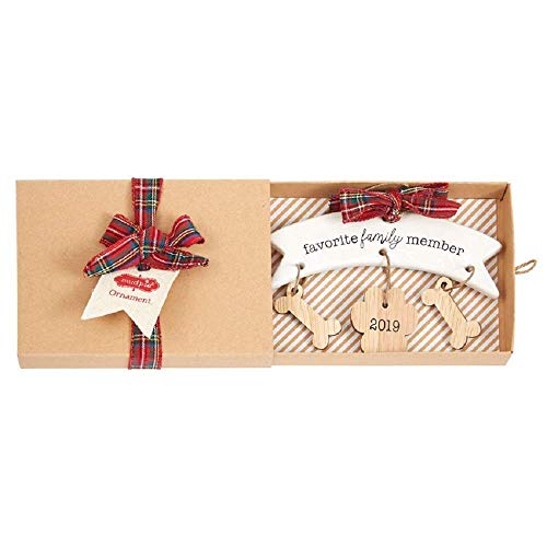 Mud Pie 2019 Favorite Member Dog Ornament,3 1/2" x 5",Multi Color