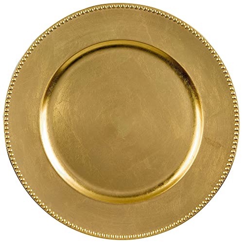 Amscan Plastic Chargers - 13" | Gold | 4 Pcs.