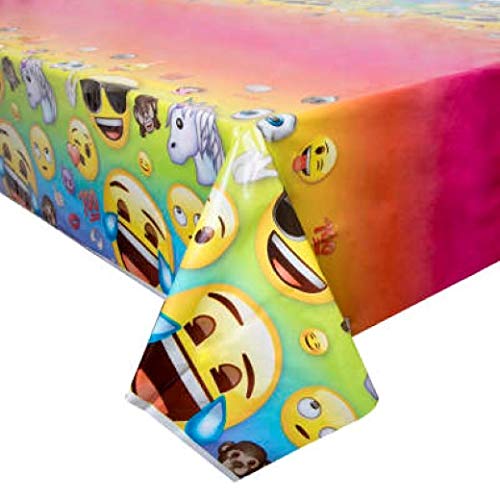 Unique Industries Plastic Table Cover - 54" x 84" | Disposable | Emojis | 1 Pc.