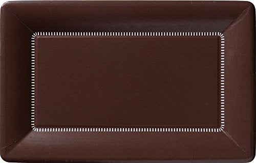 Boston International IHR Zing Rectangular Caf√© Dinner Paper Plates, 12 x 7.5-Inches, Brown