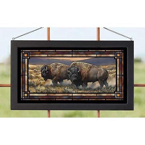 Wild Wings(MN) Wild Wings 5386500025 Stained Glass Art, 23-inch Width (Dusty Plains Bison)