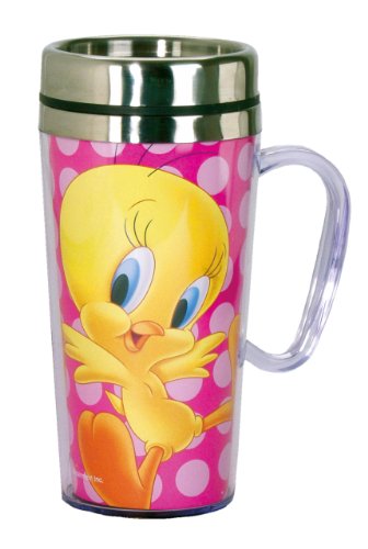 Spoontiques Looney Tunes 17232 Tweety Insulated Travel Mug, 14 ounces, Pink