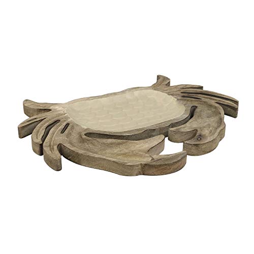 Beachcombers B23182 Wood and Enamel Crab Platter, 17-inch Length