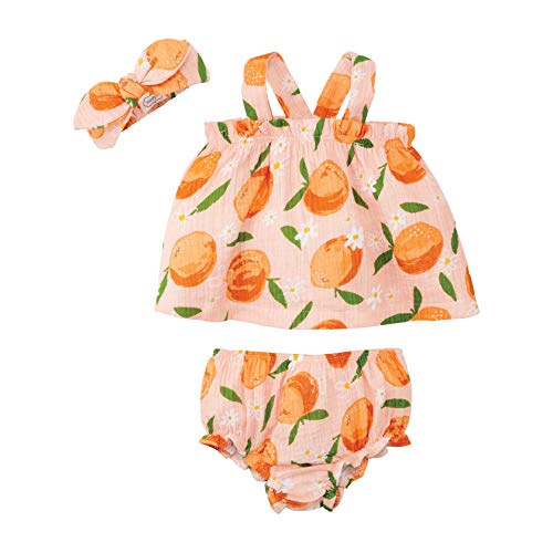 Mud Pie Baby Girls Print Pinafore, 12-18 Months, Orange