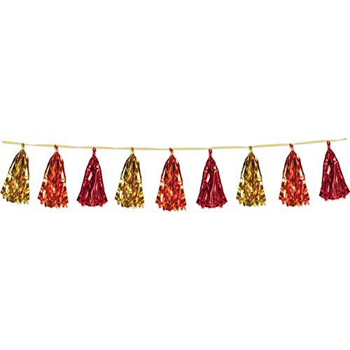 Beistle Gold Orange And Red Metallic Tassel Garland