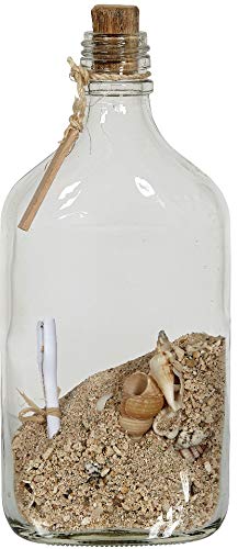 HS Seashells 2 Note in Bottle 8", Nautical Inspired Home D√©cor (Set of 2)