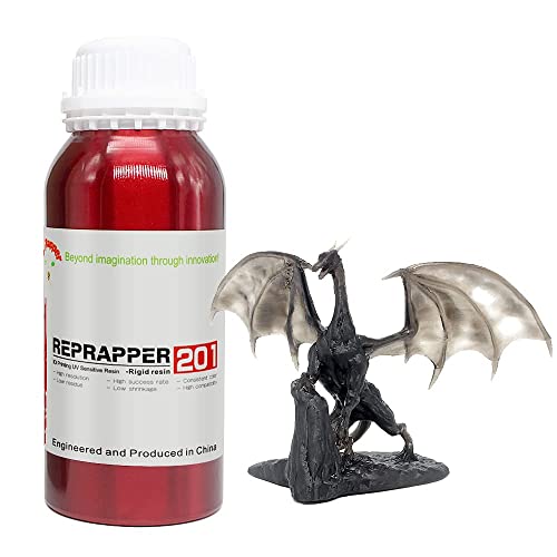 RepRapper 201 3D Printer Resin 405nm Fast UV-Curing Clear Black Standard Photopolymer Resin with High Precision and Excellent Fluidity Skin Resin for LCD 3D Printing Translucent Black 1000g