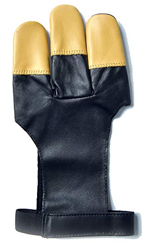 Universe Archery Leather Archery Glove | Handmade Shooting Hunting Three Finger Gloves | Recurve Bow Archery Cow Hide Leather Gloves | Excellent Fitting