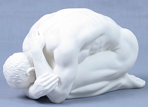 Unicorn Studio US 8.25" White Porcelain Nude Man Kneeling and Bowed Figurine, Matt