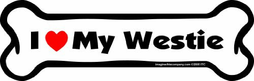 Imagine This Company Bone Car Magnet, I Love My Westie, 2-Inch by 7-Inch