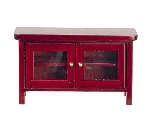 Aztec Imports Melody Jane Dollhouse Modern Mahogany Cabinet TV Stand Miniature Living Room Furniture
