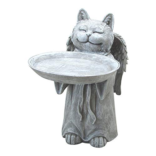 Comfy Hour Pet In Loving Memory Collection Resin Memorial Cat Angel Birdfeeder Pet Statue, Handmade, Faithful Memory of Cat&