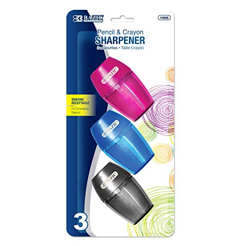 BAZIC Single Hole Sharpener w/ Receptacle (3/pack)