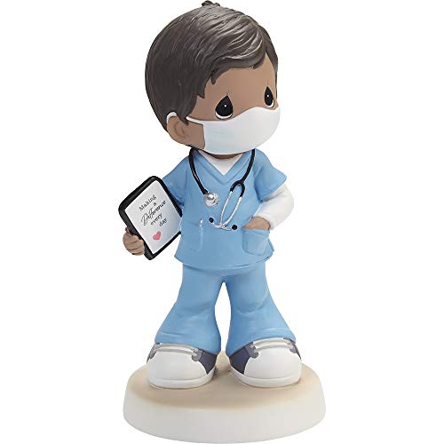 Precious Moments Hero Mask Figurine, Boy Healthcare Worker, Brunette/Medium Skin