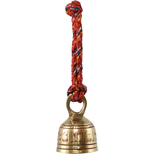 Kheops International Brass Altar Bells with Red Corded Loop Engraved (Set of 3)