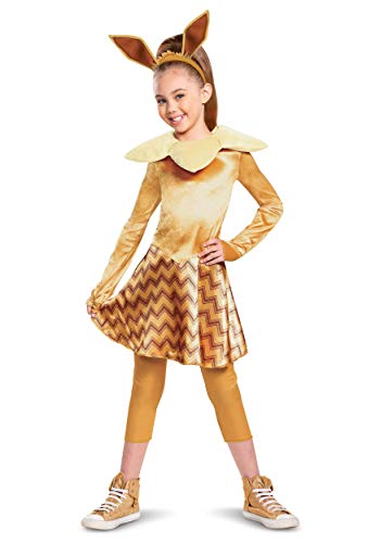 Disguise Pokemon Eevee Costume for Kids, Girls Deluxe Character Outfit, Child Size Large (10-12) Brown