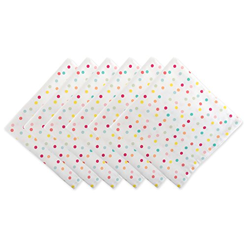 DII Design Polka Dot Party Print Tabletop Collection Reusable & Machine Washable, Napkin Set, 20x20, Multicolor Confetti Dots, 6 Piece