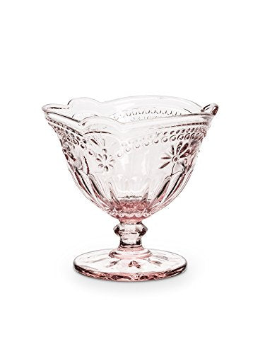 Abbott Collection  27-Desiree/Dessert Flower Pedestal Dish-Pink-4" H, 4 inches H, Standing Cow