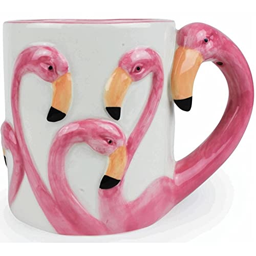 unison gifts DHH-751 Pink Flamingo Handle 16 Ounce Mug, Multicolor
