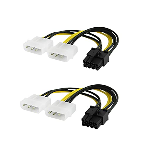 CableCreation 8-Pin PCIe to Dual 4 Pin Molex Power Cable, 2-Pack Molex to PCIe Power Cable for NVIDIA, GeForce,Gigabyte, Sapphire Video Graphics Card etc. 4 Inch/10.16CM