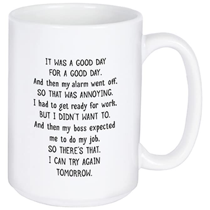 Carson Home Good Day Boxed Mug, 4-inch Height, Holds 15 oz., Ceramic