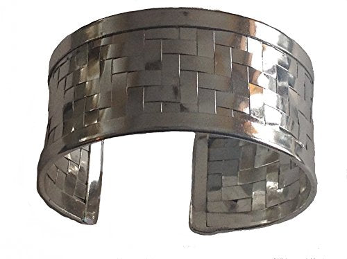 Anju Silver Plated Hammered Woven Cuff Bracelet