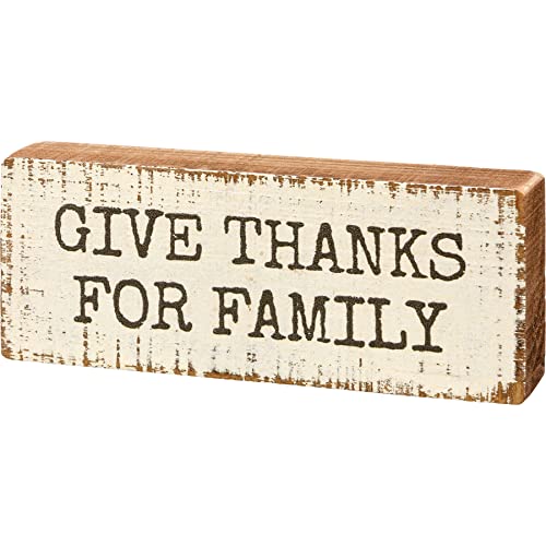 Primitives By Kathy 113676 Give Thanks for Family Block Sign, 5-inch Length