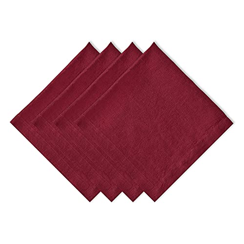 DII Design Linen Tabletop Collection Machine Washable, Napkin Set, 20x20, Cranberry, 4 Piece