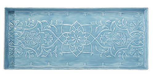 Larry Traverso Marbella Design Enamel Boot-Tray, 30 x 13 inches, Aqua Finish
