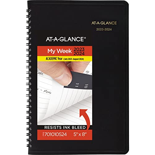 ACCO (School) AT-A-GLANCE 2023-2024 Planner, Weekly Academic Appointment Book, 5" x 8", Small, Black (7010105)