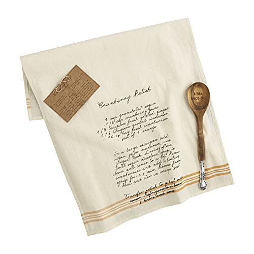 Mud Pie Thanksgiving Sides Recipe Towel and Wooden Spoon Set, Cranberry Sauce, 26" x 16.5"